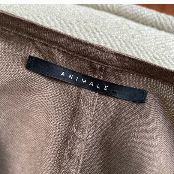 Animale Mocha Linen Asymmetrical Zip Sheath Dress Bucket Pockets 8 modern - Picture 12 of 13